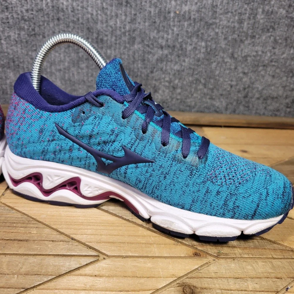 Mizuno Wave Inspire 16 Women's 7 Sneaker Waveknit Enamel Blueโ Running Shoes Gym - Picture 6 of 13